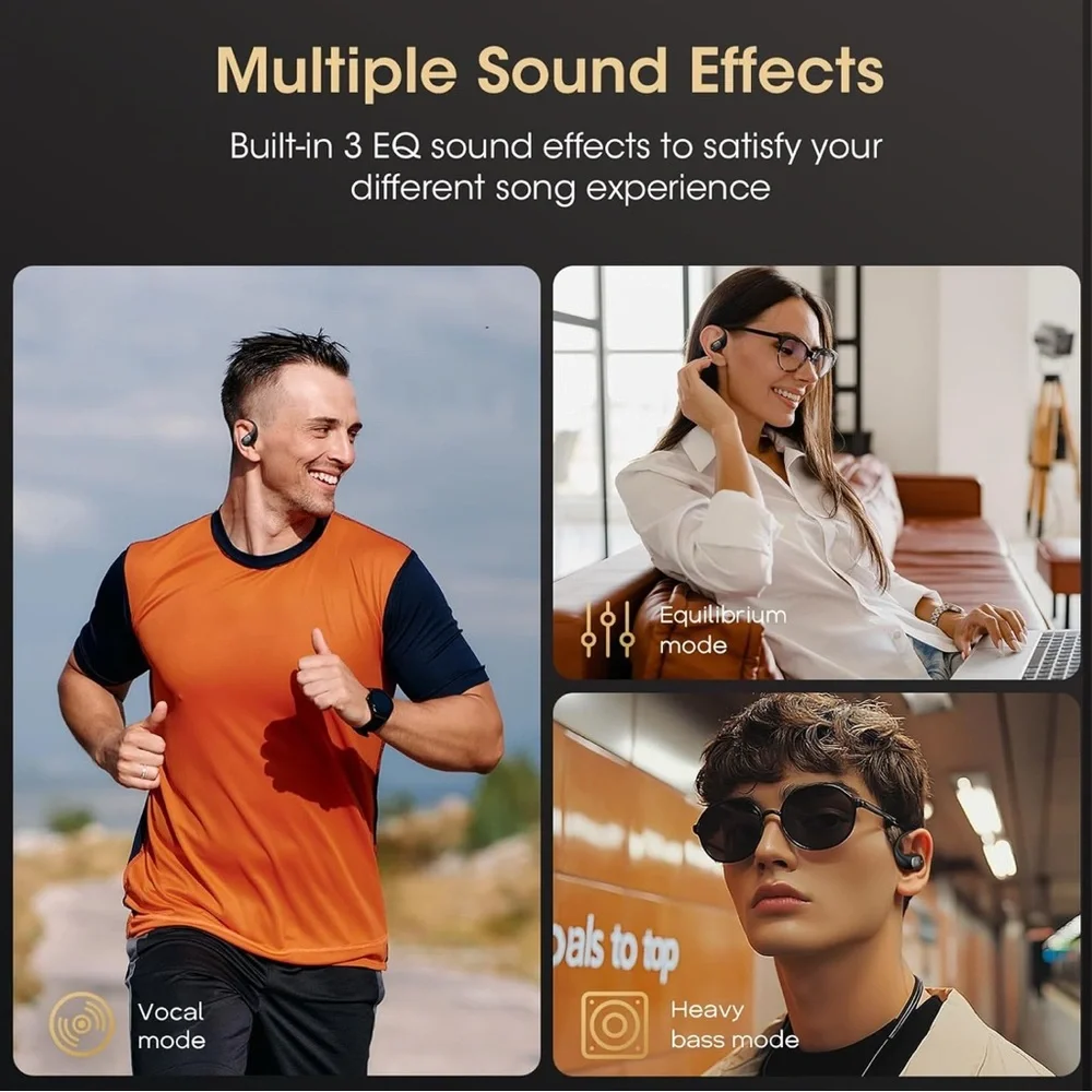 NEW Bluetooth 5.4 Wireless Open Ear Earbuds with Earhook, 3 EQ Modes, 48H Play